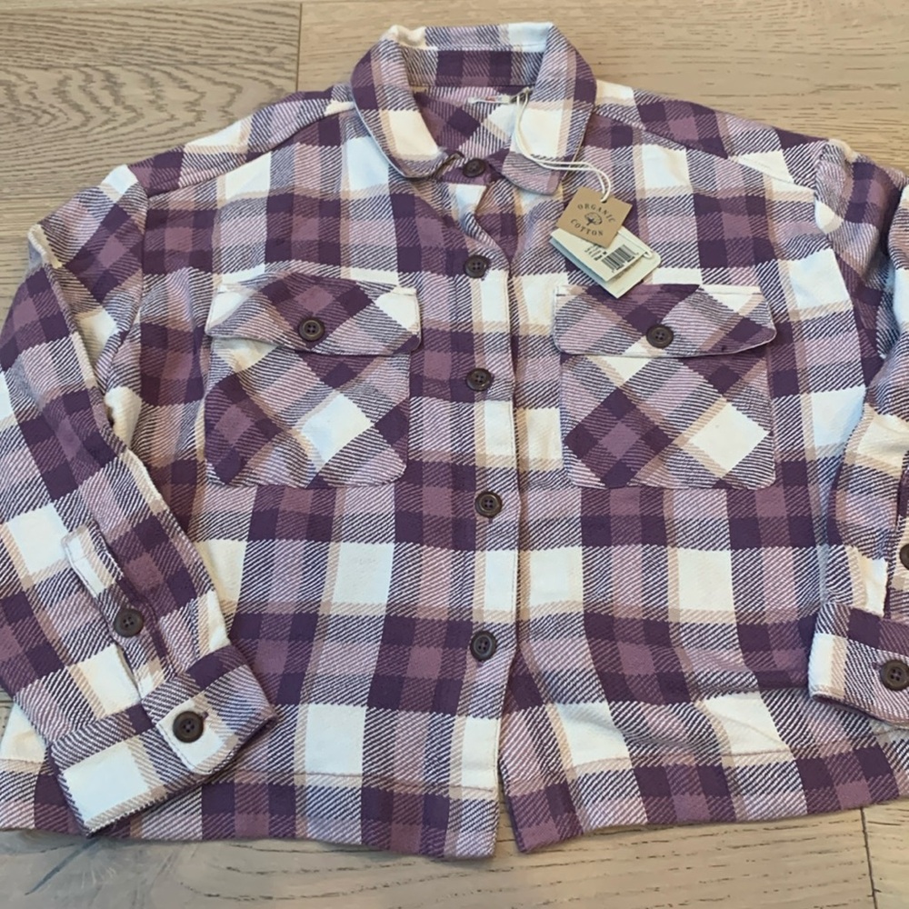 Faherty Purple and White Plaid Shacket